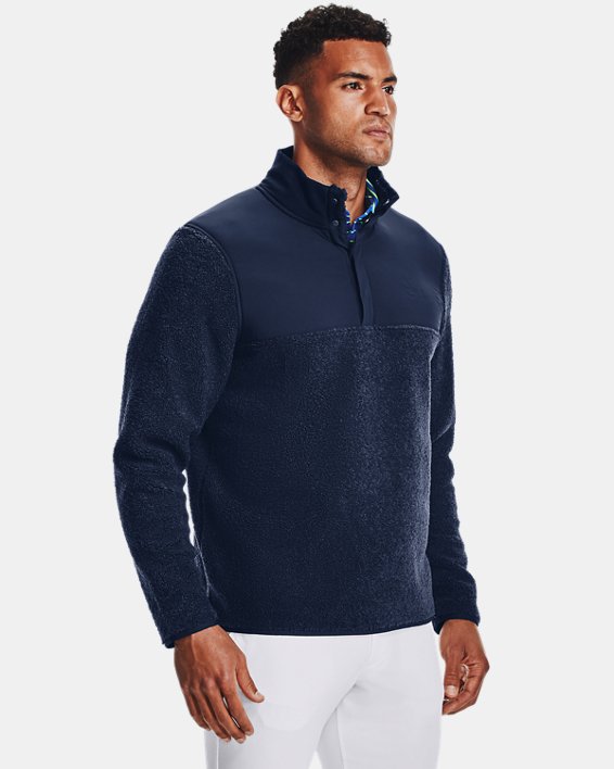 Men's UA SweaterFleece Pile Pullover, Navy, pdpMainDesktop image number 0